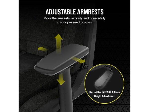 Corsair TC100 Gaming ChairRelaxed, Fabric Black/Grey120kg - Image 4