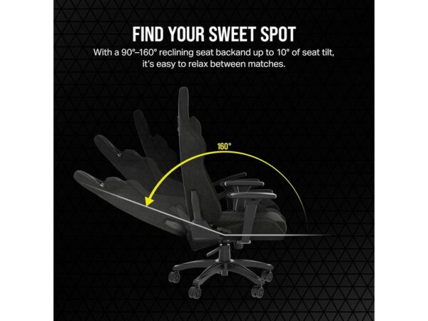 Corsair TC100 Gaming ChairRelaxed, Fabric Black/Grey120kg - Image 5