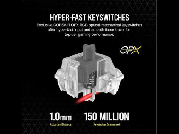 Corsair K100 RGB KeyboardOptical-Mechanical GamingCorsair OPX Switch, Black - Image 3