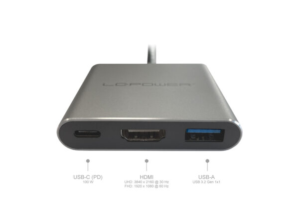 LC-Power USB-C HubUSB-A,  USB-C (PD 100W),1x HDMI do 4k UHD - Image 2