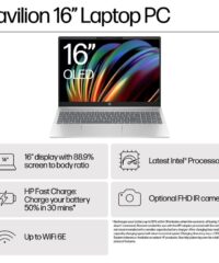 HP Pavilion Laptop 16-af0009nm16" FHD, U5-125U 1.3/4.3GHz16GB DDR5, 512GB SSD, Aluminium