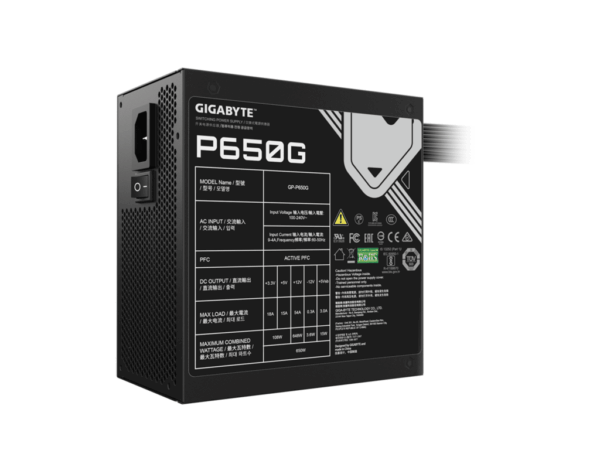 Gigabyte PSU 650W Gold,80+, ATX form factor,Active PFC, 6xSATA,4xPCIe 6+2 Pin,3x4Pin - Image 3