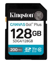 Kingston SD 128GB CanvasGoPlusSDXC,r/w:200/160MB/sDSLRs, mirrorless cameras, 4K video