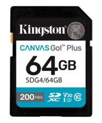 Kingston SD 64GB CanvasGoPlusSDXC,r/w:200/100MB/sDSLRs, mirrorless cameras, 4K video