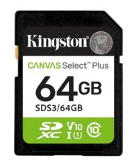Kingston SD 64GB Class 10Canvas Select Plus100MBs Read,Class 10 UHS-I