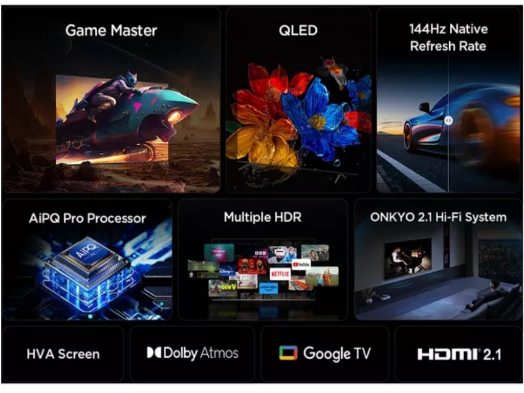 TCL 75"P8K 4K QLED TV 144HzGoogle TV; Motion Clarity Pro;Game Master; Onkyo 2.1; - Image 3