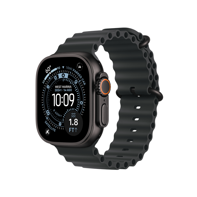 Apple Watch Ultra 3 49mm Black Titanium Case+Black Ocean Band MF0J4