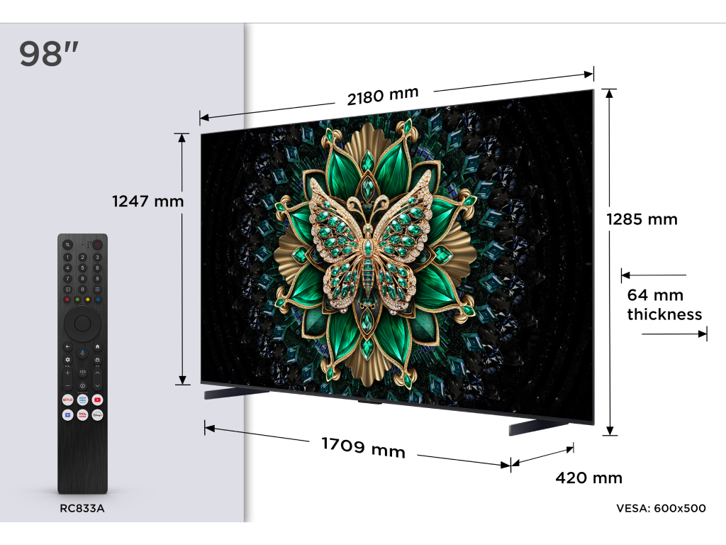 TCL 98"C6K 4K QD-Mini LED TV144Hz Google TV; Game Master;Dolby Atmos; Onkyo 2.1; HDR Premium; - Image 3