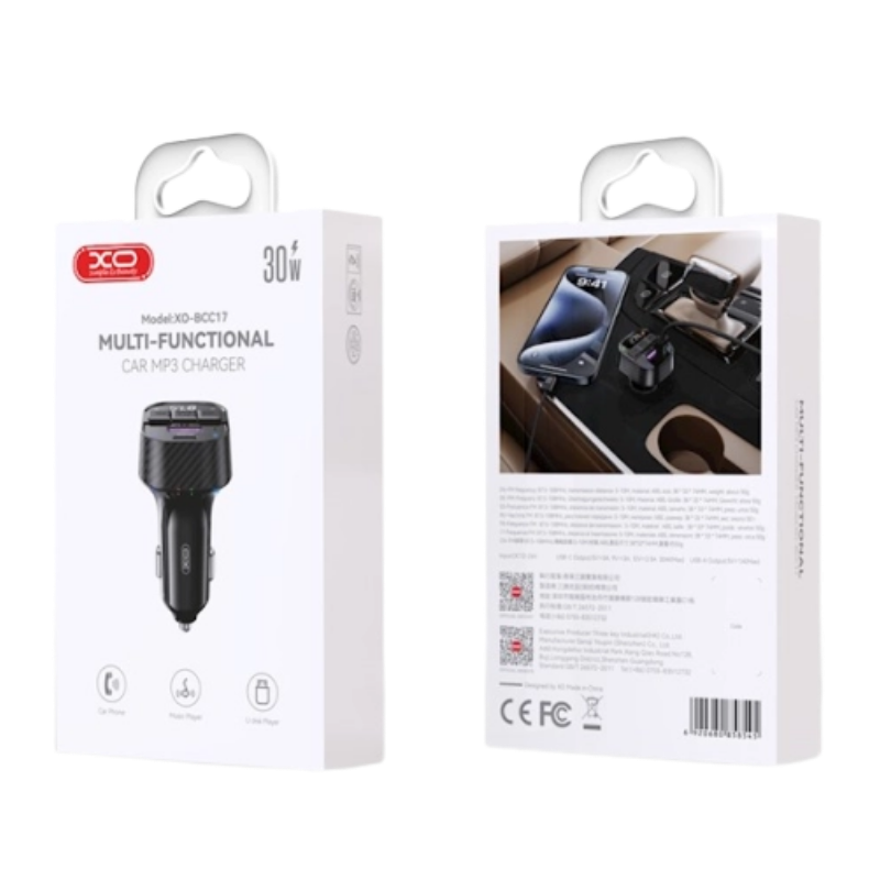 Auto punjac XO BCC17 PD 30 W Bluetooth MP3 USB A+USB C - Image 2